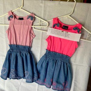 2T Dresses for Twins,  2 Chambrey dresses by Sweet & Soft